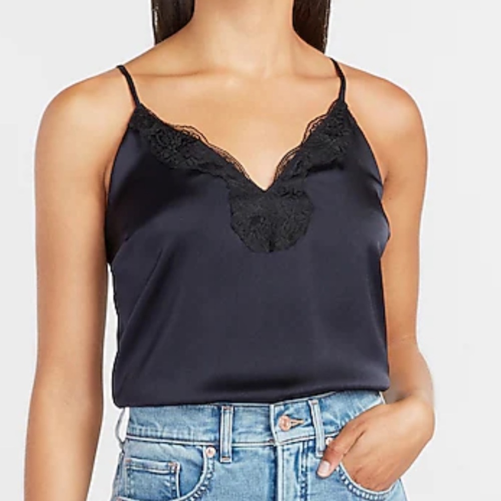 Express Satin Lace Trim V-Neck Cami - size S. Like NEW! Condition.